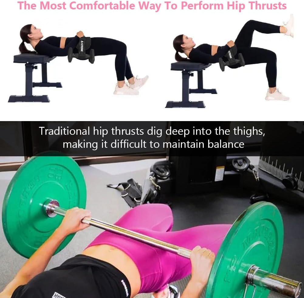 Exercise Hip Thrust Belt, Glute Trainer, Adjustable Hip Thrust Belt with Extra Padding for Dumbbells Kettlebells Gym Fitness Bodybuilding Weightlifting