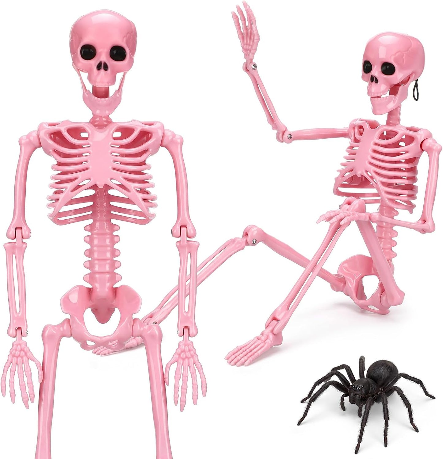 2 Pack Halloween Pink Skeleton 16" Posable Hanging Decorations