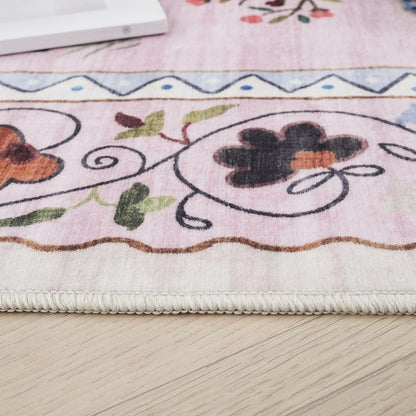 Area Rug 5x7 for Living Room Washable Floral Animal Cat, Pink