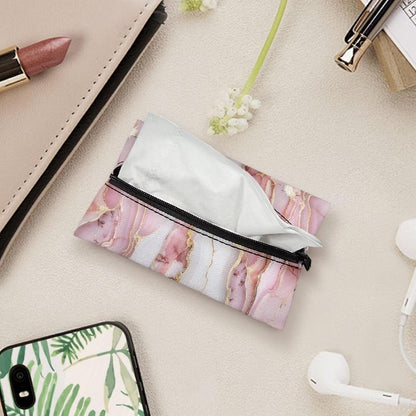 Pink Marble Reusable Wipes Pouch for Tissues Portable Travel Tissues Small Size Pocket Tissue Holder for Purse Lightweight Coins Tissue Pouch for Bag Car Office Home