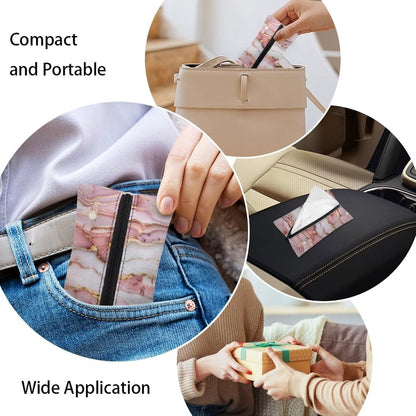Pink Marble Reusable Wipes Pouch for Tissues Portable Travel Tissues Small Size Pocket Tissue Holder for Purse Lightweight Coins Tissue Pouch for Bag Car Office Home