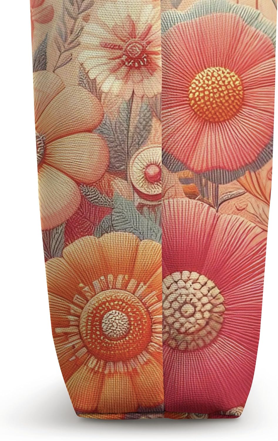 Retro Flowers Meadow Floral Groovy 70s Peach Pink Tote Bag