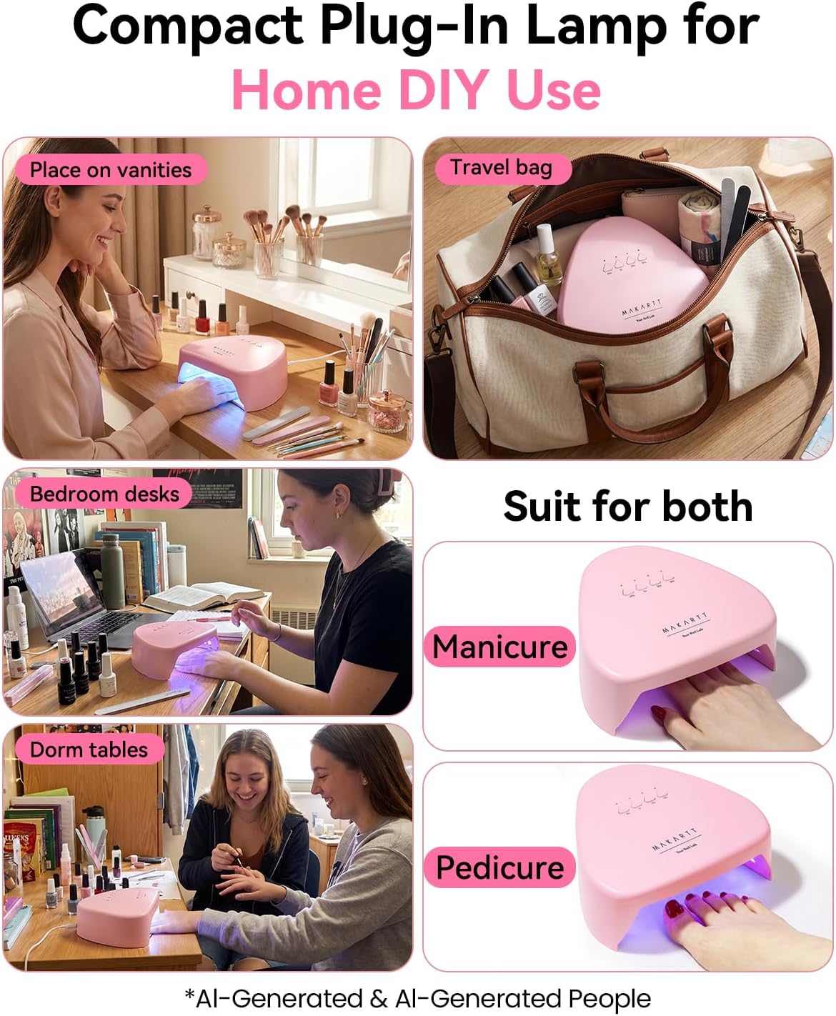 Compact Travel UV Nail Lamp for Gel Nail Polish, Plug-in Nail Dryer