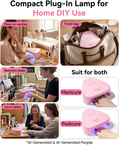 Compact Travel UV Nail Lamp for Gel Nail Polish, Plug-in Nail Dryer