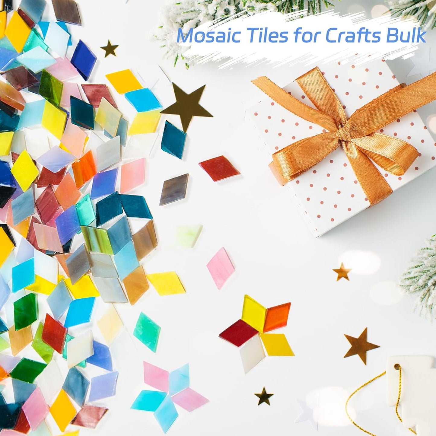 Decorative Glass Mosaic Tiles Bulk, 200g Pink Stained Tiles, 320 Pcs Small Glass Mosaic Tiles for Crafts, Home Decoration, Garden, Mosaic Supplies