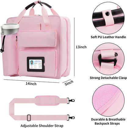 Zipper Binder 3 Ring 3-inch with Shoulder Strap & Backpack Straps, Large Zip Up Binder700 Sheets Capacity, Pink