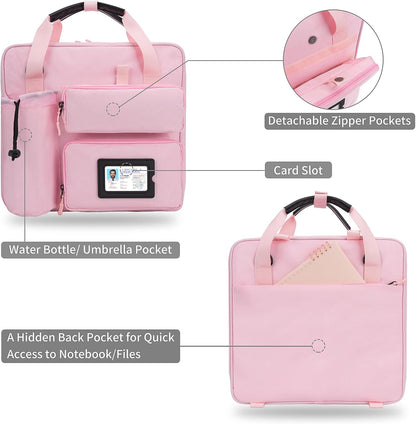 Zipper Binder 3 Ring 3-inch with Shoulder Strap & Backpack Straps, Large Zip Up Binder700 Sheets Capacity, Pink