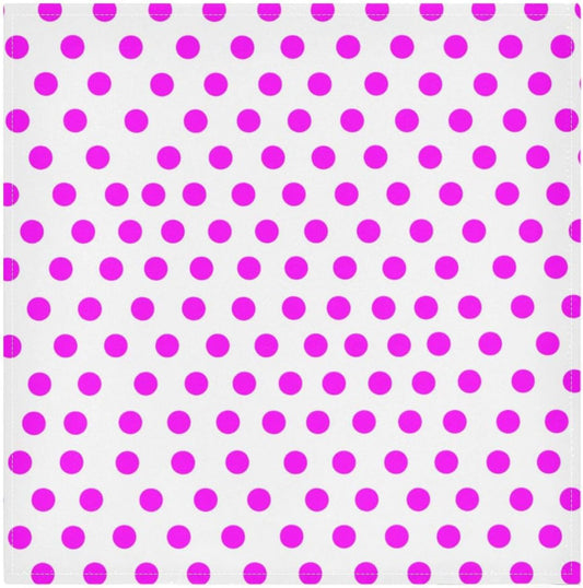 Pink Polka Dots Cloth Napkins Set of 4, Reusable Washable Dinner Table Napkins for Wedding Banquets Party Decor, 20x20 Inch