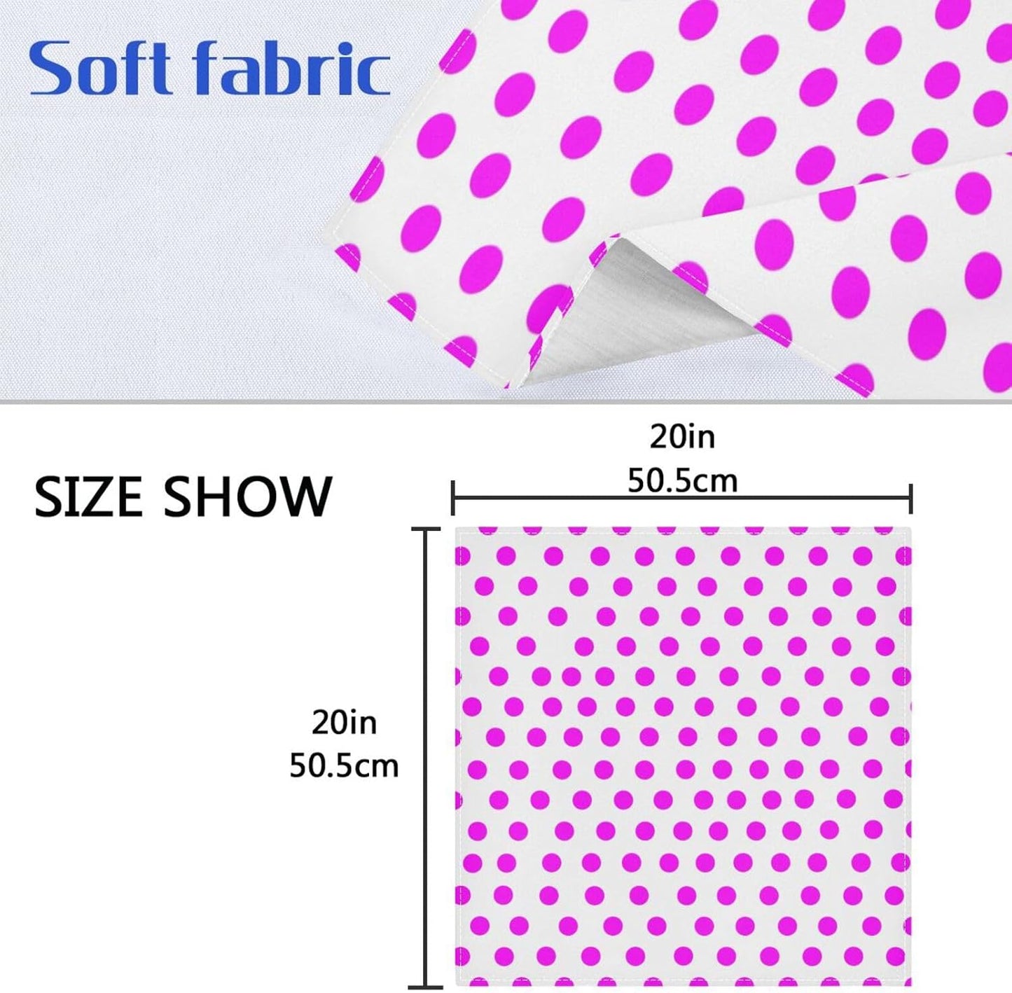 Pink Polka Dots Cloth Napkins Set of 4, Reusable Washable Dinner Table Napkins for Wedding Banquets Party Decor, 20x20 Inch