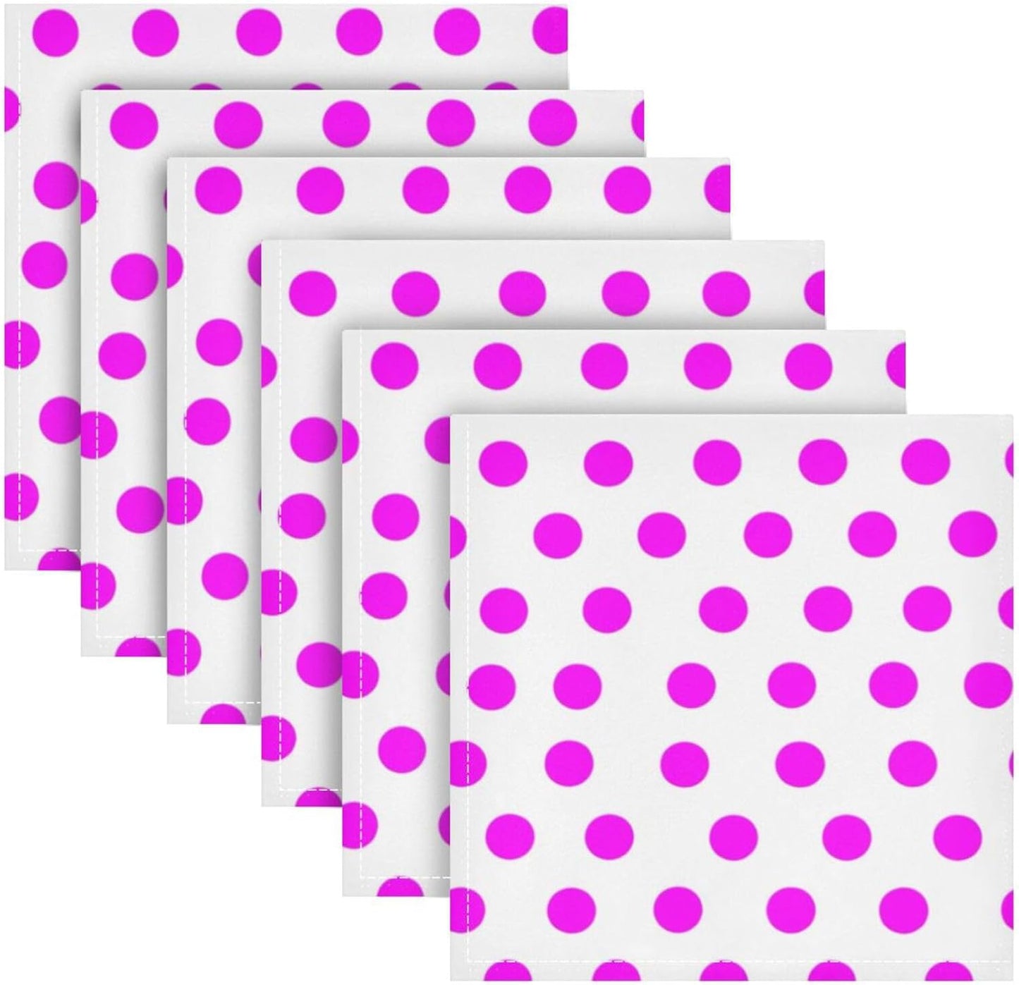 Pink Polka Dots Cloth Napkins Set of 4, Reusable Washable Dinner Table Napkins for Wedding Banquets Party Decor, 20x20 Inch