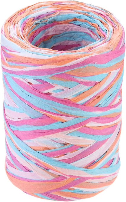 Raffia Paper Craft Rope 88 Yards Handmade Twisted Paper Craft String/Cord/Rope for DIY Decoration Gift Packaging Peach Pink, Orange, Light Pink, Light Blue