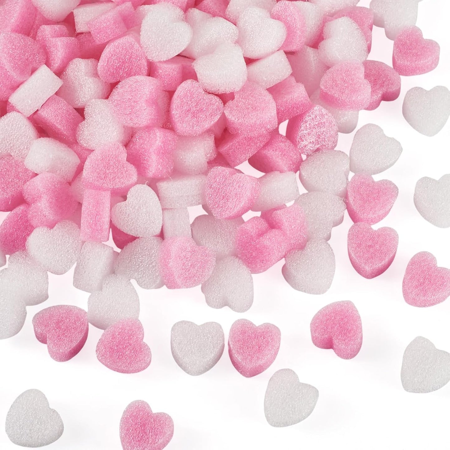 Beadthoven 300Pcs Valentine Gift Box Fillers Shreds Mini Heart Foam Beads Pink White Gift Baskets Fillers Box Stuffing Balls for Wedding Holiday Bridal Shower Craft Packing DIY Decoration Supplies