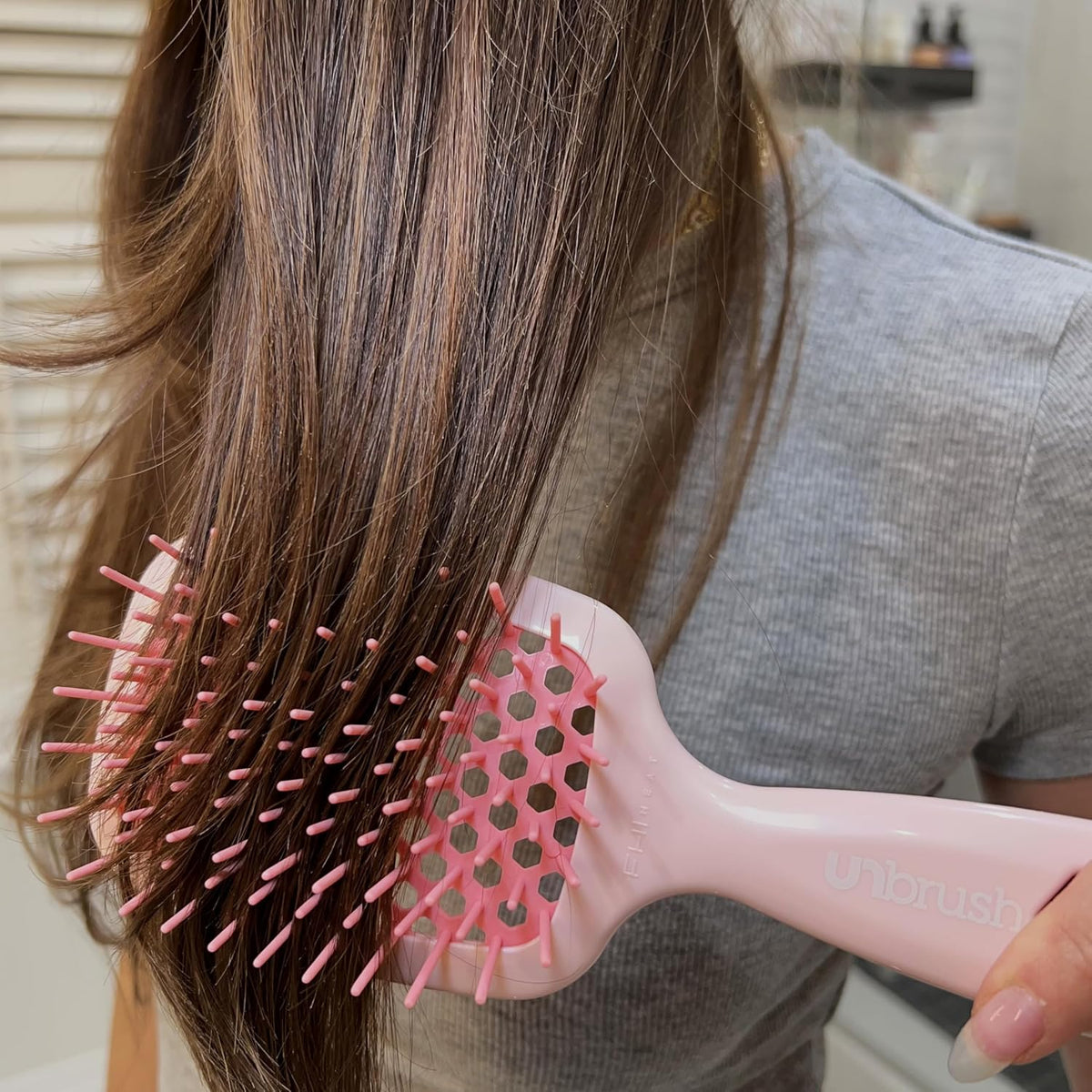 FHI Heat UNbrush Detangling Brush for Pain-Free Brushing on All Wet or Dry Hair Types — Durable DuoFlex Anti-Static Bristles, Lightweight Handle, Vented Hair Brush