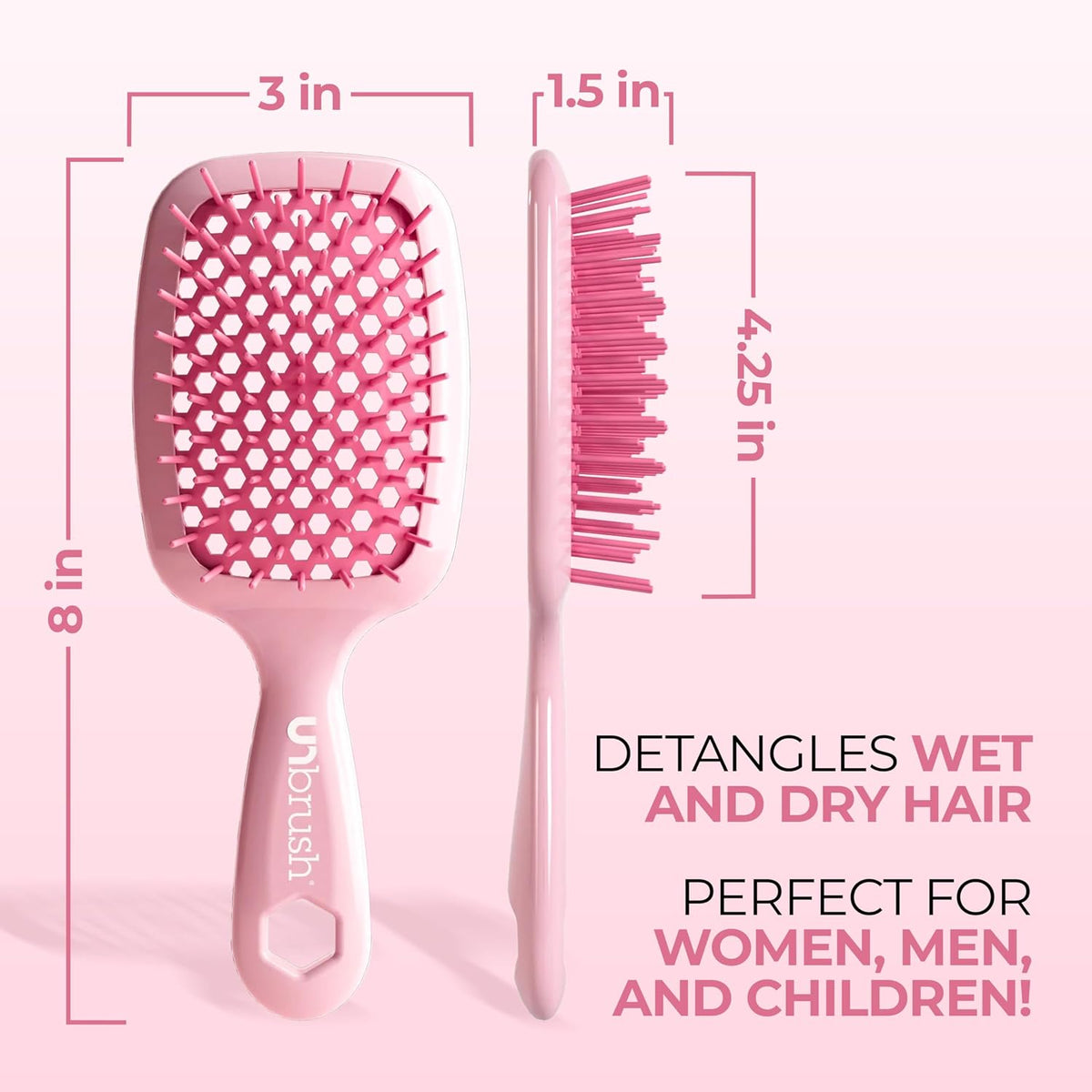 FHI Heat UNbrush Detangling Brush for Pain-Free Brushing on All Wet or Dry Hair Types — Durable DuoFlex Anti-Static Bristles, Lightweight Handle, Vented Hair Brush