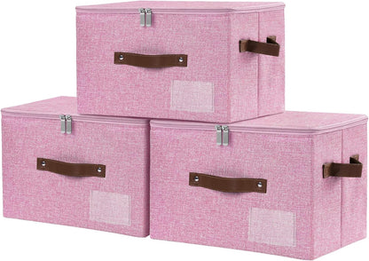 3 Pack Storage Bins with Zipper Lids 15"x10"x10" Foldable Storage Boxes