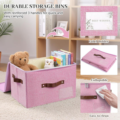 3 Pack Storage Bins with Zipper Lids 15"x10"x10" Foldable Storage Boxes