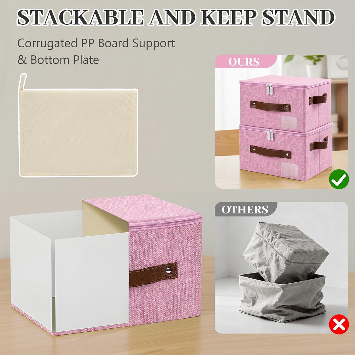 3 Pack Storage Bins with Zipper Lids 15"x10"x10" Foldable Storage Boxes