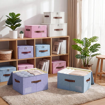 3 Pack Storage Bins with Zipper Lids 15"x10"x10" Foldable Storage Boxes