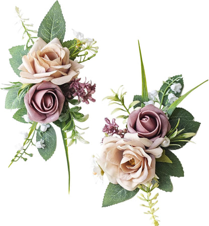 2pcs Boutonniere for Men - Suit Decor Flowers for Groom & Groomsmen, Perfect for Wedding, Prom, Homecoming, Anniversary, Graduation (Blush Pink)