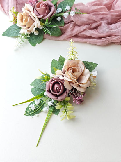 2pcs Boutonniere for Men - Suit Decor Flowers for Groom & Groomsmen, Perfect for Wedding, Prom, Homecoming, Anniversary, Graduation (Blush Pink)