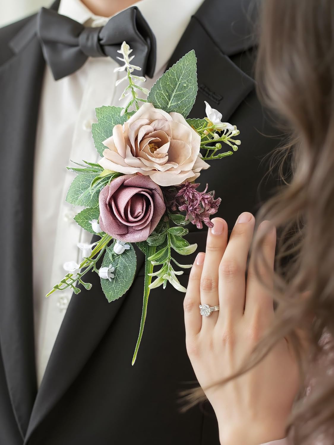 2pcs Boutonniere for Men - Suit Decor Flowers for Groom & Groomsmen, Perfect for Wedding, Prom, Homecoming, Anniversary, Graduation (Blush Pink)