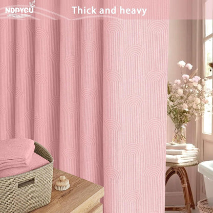 Light Pink Boho Cotton Shower Curtain Arch,72" W x 72" L
