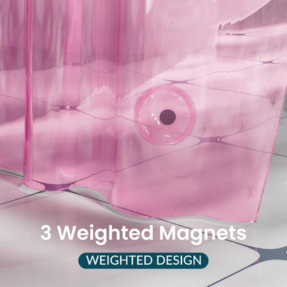 Shower Curtain Liner, Plastic Shower Liner PEVA 72 x 72 Lightweight Waterproof Shower Curtains for Bathroom with Magnets and Grommets, Clear Pink
