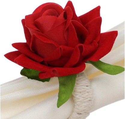 8Pcs Pink Rose Wedding Napkin Rings,Artificial Flower Napkin Holder