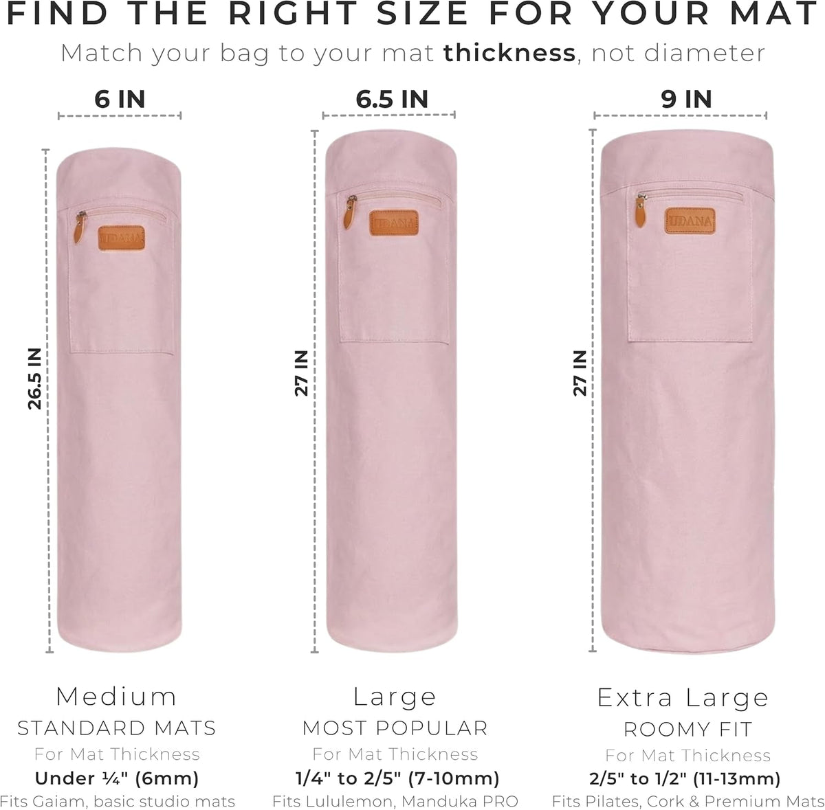 UDANA Canvas Yoga Mat Bag for Women & Men, Full-Zip Carrier with 3 Pockets & Adjustable Strap, Stylish Gym & Pilates Bag – Available in Multiple Sizes