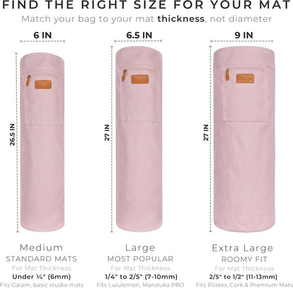 UDANA Canvas Yoga Mat Bag for Women & Men, Full-Zip Carrier with 3 Pockets & Adjustable Strap, Stylish Gym & Pilates Bag – Available in Multiple Sizes