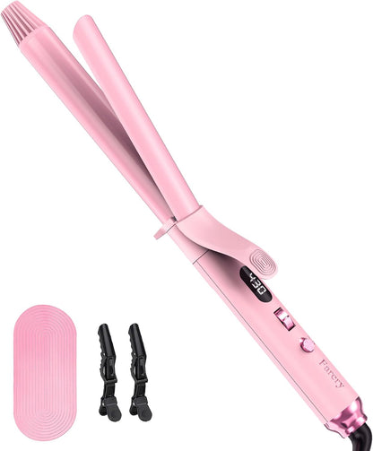 Long Barrel Curling Iron 1 Inch, Extra Long Curling Iron for Thin Hair, Infused Argan Oil & Keratin, 11 Adjustable Temp, Include Clips & Silicone Pad, Pink
