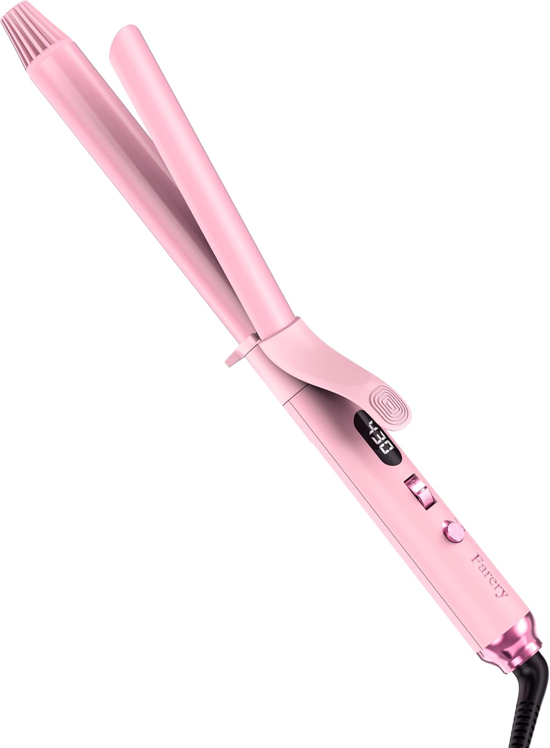 Long Barrel Curling Iron 1 Inch, Extra Long Curling Iron for Thin Hair, Infused Argan Oil & Keratin, 11 Adjustable Temp, Include Clips & Silicone Pad, Pink
