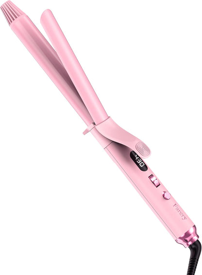 Long Barrel Curling Iron 1 Inch, Extra Long Curling Iron for Thin Hair, Infused Argan Oil & Keratin, 11 Adjustable Temp, Include Clips & Silicone Pad, Pink