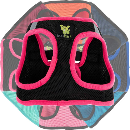 Step in Dog Harness - Eco-Friendly Teacup Dog Harnesses for XXS, XS, and Small Dogs - Reflective and Adjustable Mini Body Halter Vest -Tiny Soft Mesh Toy Breed Harness (XXXS, Black and Pink)