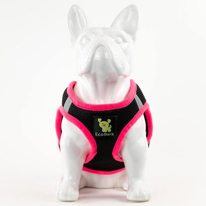 Step in Dog Harness - Eco-Friendly Teacup Dog Harnesses for XXS, XS, and Small Dogs - Reflective and Adjustable Mini Body Halter Vest -Tiny Soft Mesh Toy Breed Harness (XXXS, Black and Pink)