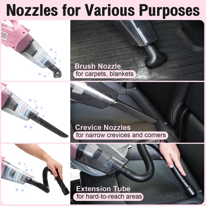 Pink Car Cleaning Kit, 25Pcs Detailing Kit Interior with 4-in-1 Power Handheld Vacuum Cleaner, Detailing Brush Set, 2-in-1 Windshield Cleaner Tool, Car Accessories for Cleaning, Gift for Women