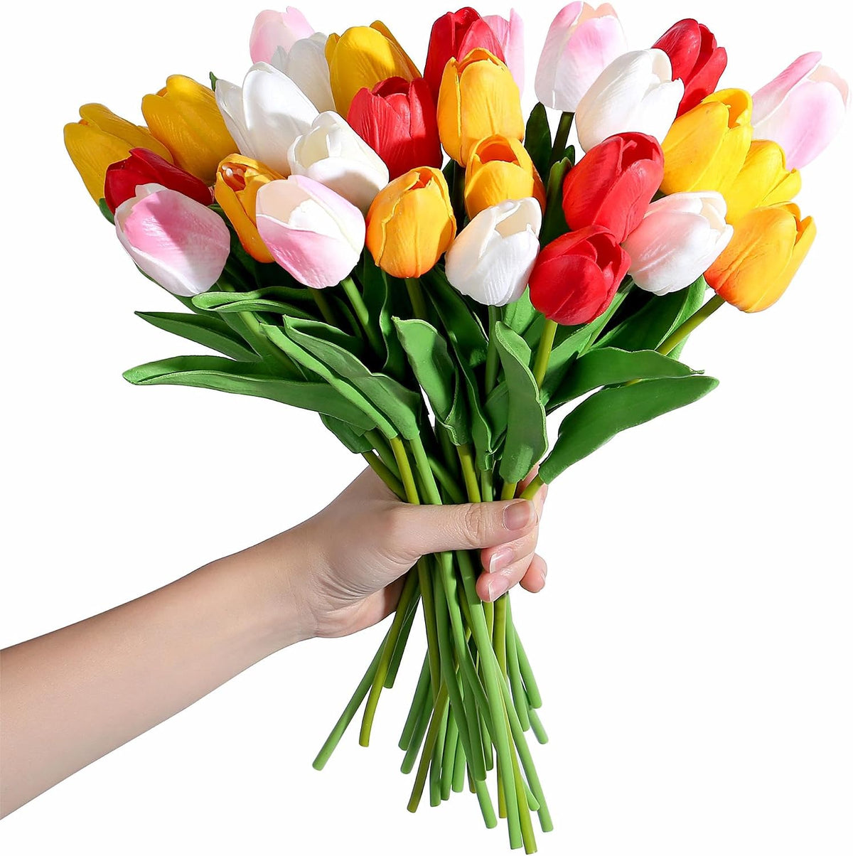Fake Tulips 15pcs Real Touch PU Artificial Flower Assorted Colors