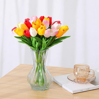 Fake Tulips 15pcs Real Touch PU Artificial Flower Assorted Colors