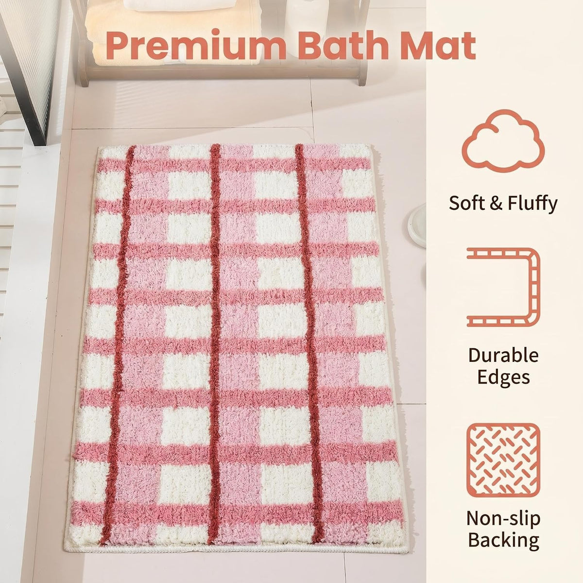 GIB Bathroom Rugs 32"x20", Extra Soft Absorbent Bath Mat for Bathroom Floor