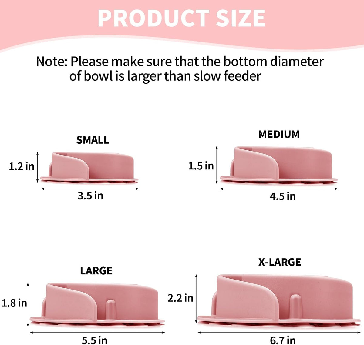 Slow Feeder Dog Bowls Insert, Soft Silicone Slow Eating Feeder Insert with Suction Cups for Small, Medium and Large Dogs, Fit into Basic and Elevated Dog Bowls, Pink