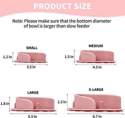 Slow Feeder Dog Bowls Insert, Soft Silicone Slow Eating Feeder Insert with Suction Cups for Small, Medium and Large Dogs, Fit into Basic and Elevated Dog Bowls, Pink