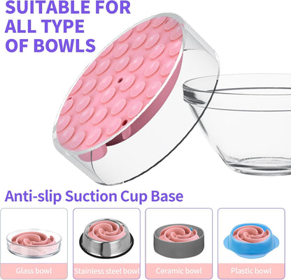 Slow Feeder Dog Bowls Insert, Soft Silicone Slow Eating Feeder Insert with Suction Cups for Small, Medium and Large Dogs, Fit into Basic and Elevated Dog Bowls, Pink