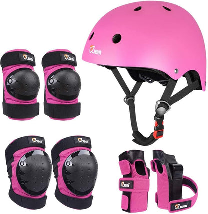 Adult & Kid Skating Protective Gear Set for Beginner to Advanced, Skateboard Helmet Knee and Elbow Pads with Wrist Guards for Inline Roller Skating, Scooter, Skateboarding