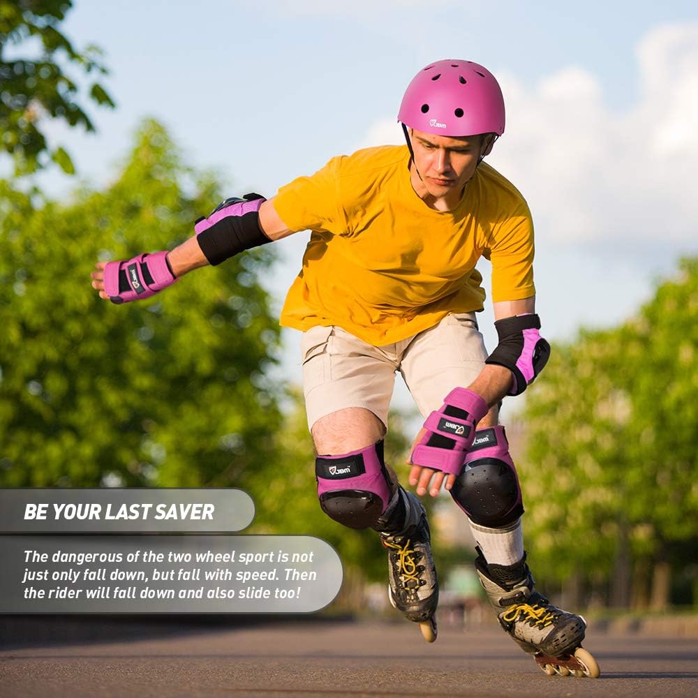 Adult & Kid Skating Protective Gear Set for Beginner to Advanced, Skateboard Helmet Knee and Elbow Pads with Wrist Guards for Inline Roller Skating, Scooter, Skateboarding