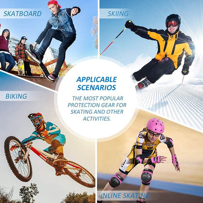 Adult & Kid Skating Protective Gear Set for Beginner to Advanced, Skateboard Helmet Knee and Elbow Pads with Wrist Guards for Inline Roller Skating, Scooter, Skateboarding