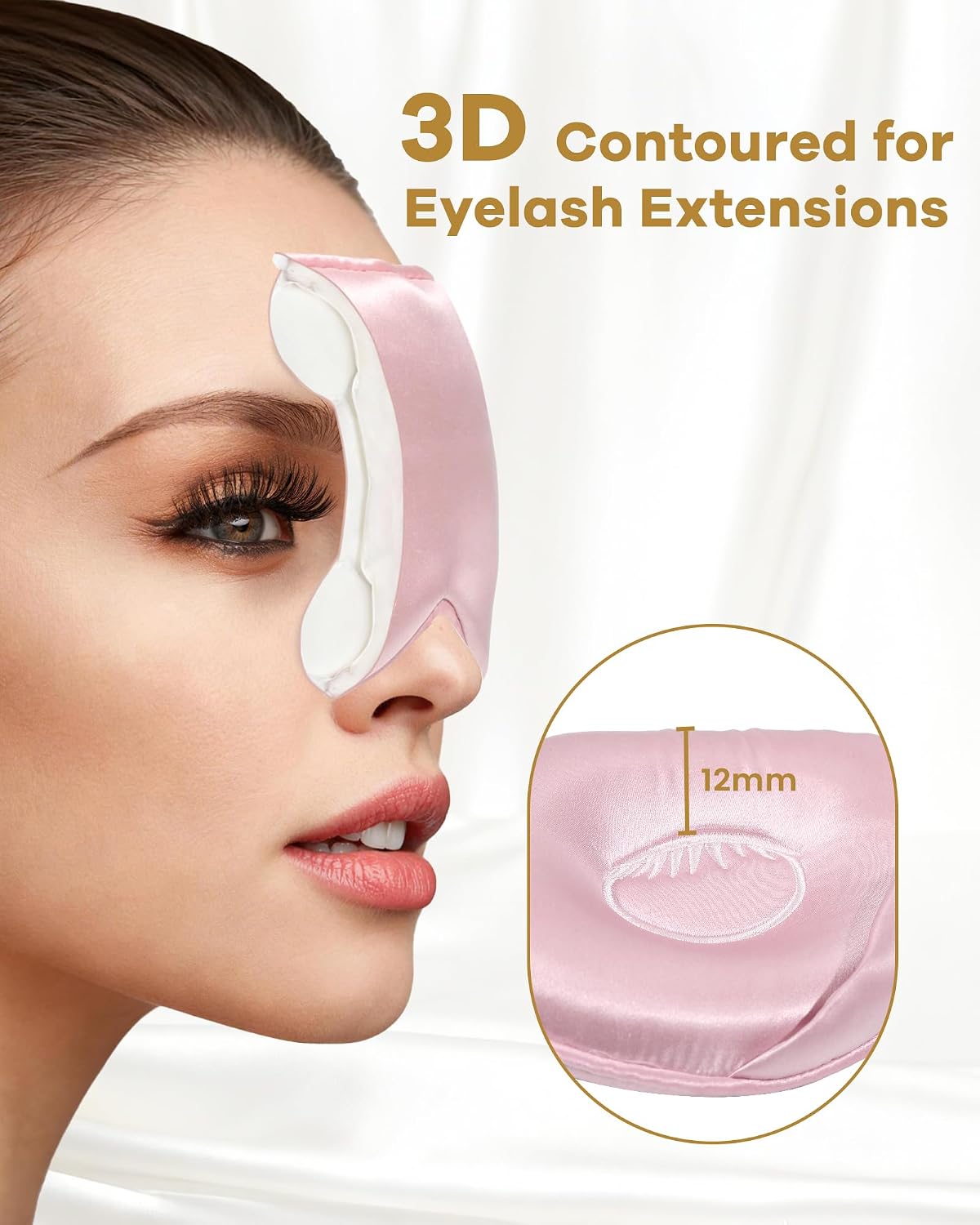 22 Momme Silk Sleep Mask, 3D Contoured Eye Masks for Women (Pink)