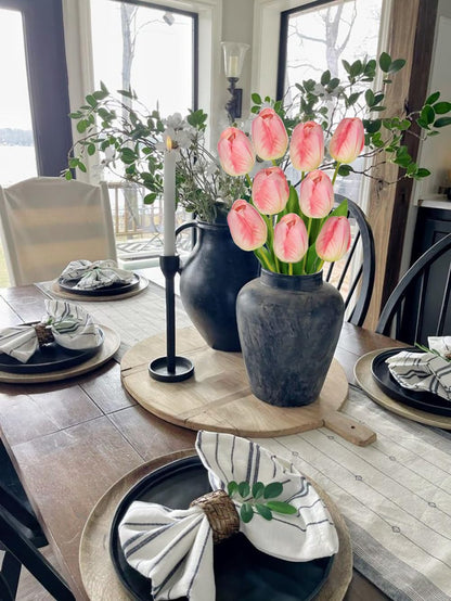 6PCS 23" Fake Tulip Flowers Artificial Pink Tulips Long Stem Faux Flower, Silk Flower Décor for Floral Arrangement Home Farmhouse Wedding Decoration
