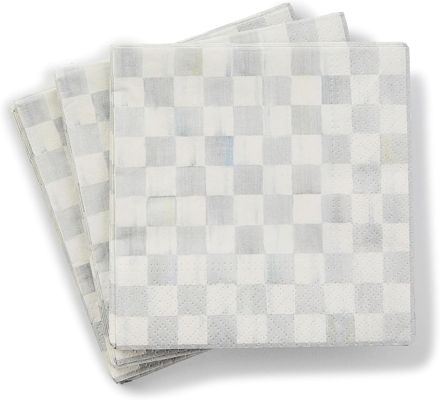 MACKENZIE-CHILDS Cocktail Paper Napkins, Stylish Paper Cocktail Napkins for Parties and More, Gray-and-White Sterling Check
