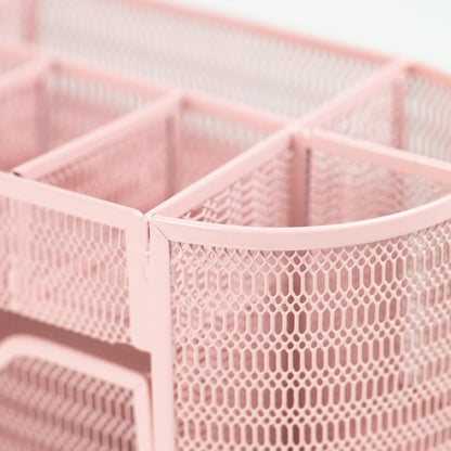 Pink Desk Organizers Metal Mesh Stationery Holder | Wire Mesh Desk Organizer with Compartments | Desk File Folder Organizer for Office Accessories
