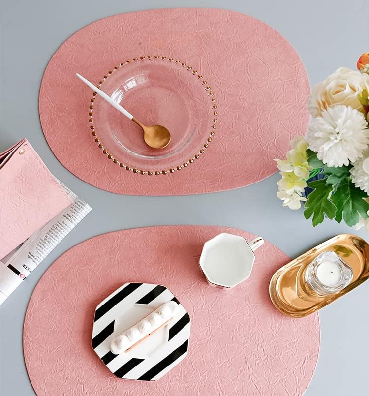 Reversible Oval Placemats Set of 4, Heat Resistant Non Slip Table Mat